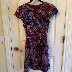 Nanette Lapore Size 4 purple silk floral midi dress